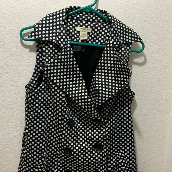 Vertigo Paris - Vintage Black and White Pinafore Tie Front Mini Dress size M - Picture 3 of 10